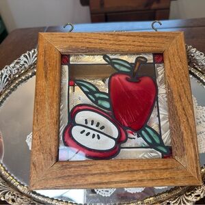Vintage Stained Glass Apple Wall Hanging